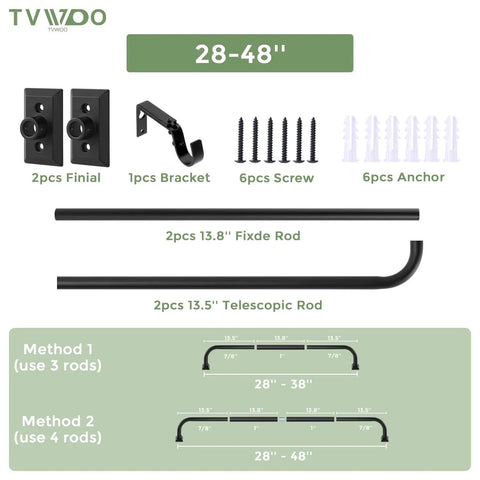 Wrap Around Blackout Curtain Rods 28 To 48 Inch Adjustable Window Rod Heavy Duty Curved French Metal Drapery Bar parts and installation