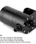 Yukofe Universal Air Oil Separator Catch Can, Black Stainless Steel Construction for Engine Modification, showcasing ports for fittings.