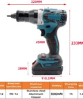 Professional Cordless Electric Rivet Gun With Brushless Motor And 5200mAh Battery, 220mm length, 233mm height, designed for M3 to M12 rivets