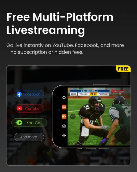 Falcon All-In-One AI Action Camera Pro-Grade Game-Ready 4K Auto Tracking For Soccer, Basketball And Football Live Streaming Interface