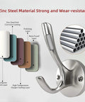 Heavy Duty Towel And Coat Hooks Two Pack In Brushed Nickel Wall Mounted Bathroom Hooks diagram demonstrating materials and layers.