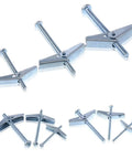 Heavy Duty Toggle Bolts Set Three Box 135 Pieces For Hollow Walls And Drywall Ceiling Mounts Including Beefy Toggle Bolts And Wing Nuts Rust Resistant Premium Metal Perfect For Lightweight Fixtures Shelves Cabinets shown in multiple sizes and views.