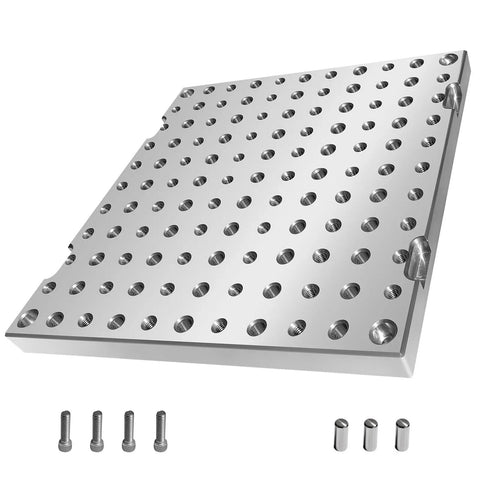 Heavy Duty 6061 Aluminum Tooling Plate 10X10 Inch Anodized CNC Jig Fixture Plate with precision tapped holes and bolts.