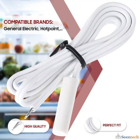WR55X10025 Refrigerator Temperature Sensor Replacement For GE And Hotpoint Fridges And Freezers Pack Of 2 Replaces AP3185407 914093 AH304103 EA304103 PS304103 white sensor with 18-inch leads