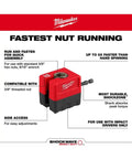 Heavy Duty 3/8 Inch Impact Nut Runner Featuring Slick Side Access Profile Fast Track Threaded Rod Assembly Tool Pro Gear Quick Run And Fasten Action No Brainer Site Workhorse in red and black with side access for adjustments.