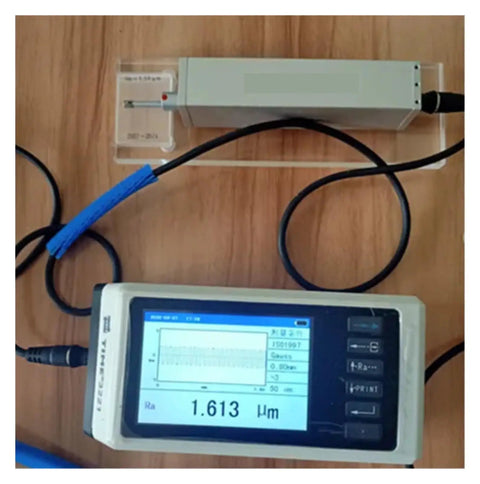 Split Type Surface Roughness Tester With Large 400 Micron Range, Inductance-Based Measurement, Diamond Stylus Radius 5 Micron Or 2 Micron, Accurate 4 mN Or 0.75 mN Force, Stand Compatible For Stable, Easy Readings. Split-type roughness tester with display and probe