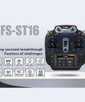 Front view of 16 Channel OpenTX RC Transmitter with dual band 2.4G and 900MHz, featuring hall effect gimbals and 3.5 inch IPS screen.