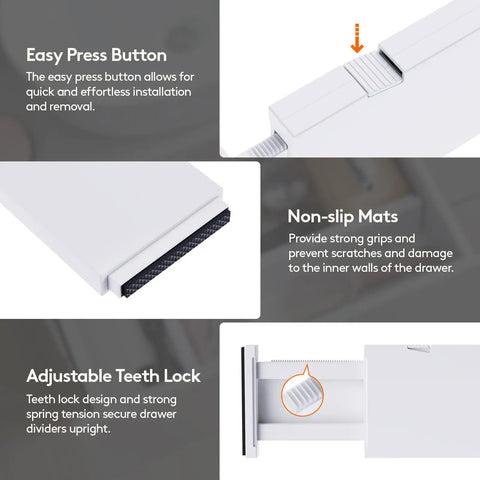 Four Inch Adjustable Drawer Dividers Expandable Closet Organizer for Clothes Keep Shelves Clean and Slick Quick Setup Home Organization That Is an Absolute Game Changer