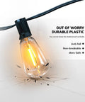 200Ft Outdoor String Lights Two Pack Vintage Edison LED Bulbs Shatterproof ST38 HalfWatt Dimmable Warm 2200K Weatherproof Plastic
