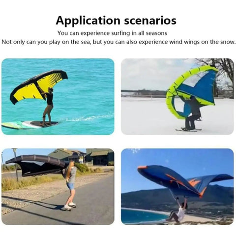 Different uses of Inflatable Wing Foil Kite For Wind Wing Foiling And Kitesurfing with Window 5 Square Meters.