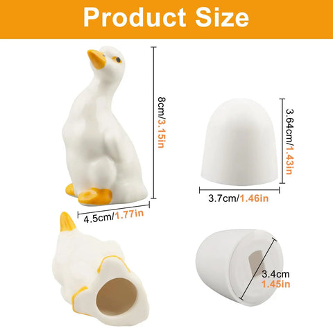 Heckin Cute Duck Toilet Bolt Covers With Ceramic Snap On Screw Caps For Base Bolts, 8cm white duck size details.