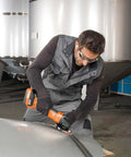 Professional Cordless Angle Grinder Runs Smooth And Hits Hard With Multi Volt Battery Interface Built Tough for cutting metal sheets.