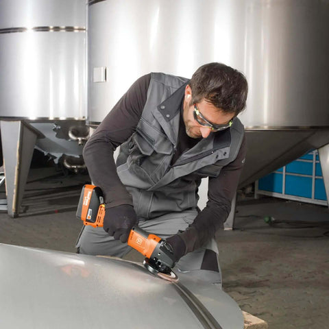 Professional Cordless Angle Grinder Runs Smooth And Hits Hard With Multi Volt Battery Interface Built Tough for cutting metal sheets.