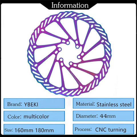 Two Pack CNC Machined Bike Disc Brake Rotors 160 And 180mm Six Hole Stainless Steel With Heat Dissipation Holes