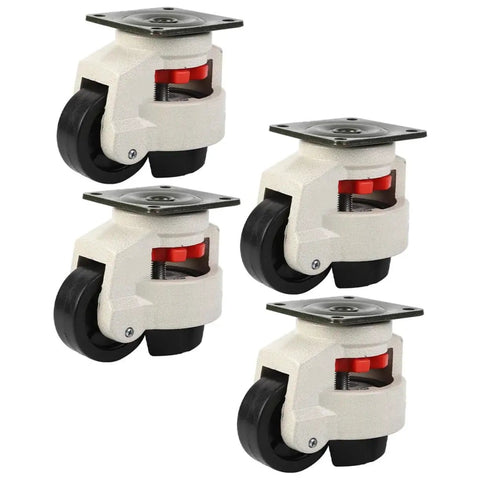 Heavy Duty 500kg Single Wheel Leveling Casters Beefy Four Pack for Workbenches and Industrial Equipment Easily Move and Level Heavy Gear With Adjustable Height Transport Wheels, four white aluminum alloy casters