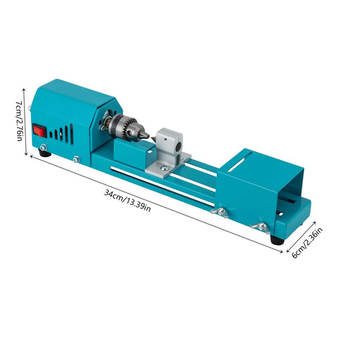 Heavy Duty Woodworking Beads Polisher Machine Mini Lathe Milling Tool for Table Top Use showing blue metal casing and copper motor.