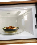 Open microwave with installed 10 Pcs Heat Resistant Microwave Mica Sheets And Waveguide Covers Insulation Plates, preventing splatter and moisture.