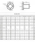 Nut data sheet with specifications of Heavy Duty Brass Type T Lead Screw Nut Trapezoidal dimensions for CNC and 3D printer use.