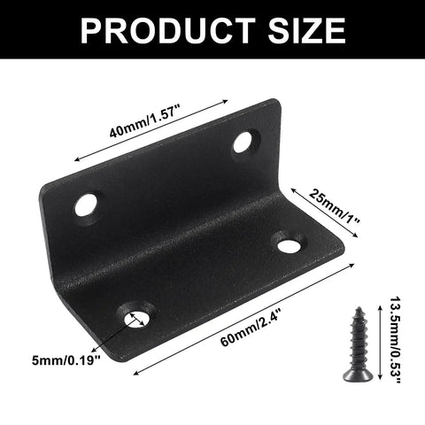 Heavy Duty Stainless Steel Corner Braces L Brackets 4 Pack Black Slick Reinforcement Hardware Built To Last For Diy Woodworking Fits Like A Glove Includes Iron Screws Rock Solid Gear For Furniture And Shelving