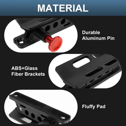 Materials of Quick Release Fire Extinguisher Mount Kit Universal For Off Road Vehicles showing aluminum pin and ABS brackets