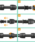 Assembly guide for Half Inch Drip Irrigation Tubing Couplings Kit, 12 Barbed Locking Connectors for Drip Tubing, 16mm OD.