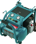 No Nonsense 3.0 HP Big Bore Air Compressor crafted with a solid cast iron pump, featuring gauges and wheels for mobility.