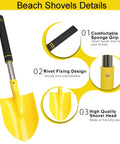 Yellow shovel from Long Handle Beach Shovel Set 24 Inch Sand Shovels For Beach Day Fun Durable Plastic Heads With Stainless Tube Reinforced Screw Guard Design Comfort Grip Handles 3 Pack In Blue Yellow Red For Adults And Kids