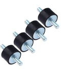 Heavy Duty M4 Rubber Anti Vibration Mounts Pro Grade Shock Absorbers for Air Compressor Pumps, black rubber with metal bolts.