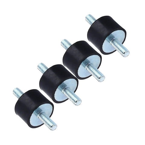 Heavy Duty M4 Rubber Anti Vibration Mounts Pro Grade Shock Absorbers for Air Compressor Pumps, black rubber with metal bolts.