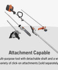 Gas Hedge Trimmer With 21-Inch Cutter Bar, Double-Sided Reciprocating Blades, 180 Degree Rotating Pole Attachment shown resting