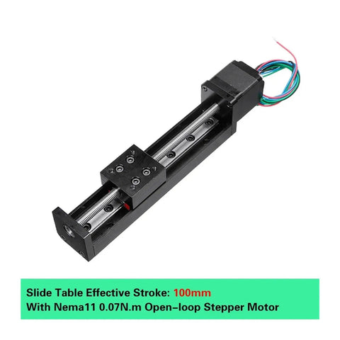 Slide Table Kit For CNC Systems With T Type Linear Guide Rail Stage 50mm Stroke And 6mm Pitch Electric Linear Stage Pro Grade Precision Ball Transmission Heavy Duty Load For Smooth And Accurate Milling, 100mm stroke, Nema11 motor