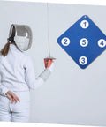 Fencer training with Multi Purpose Fencing Target, Lightweight Rubber Wall Mounted Training Tool, Durable Dual Sided Design for home gym.