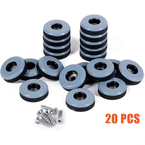 PTFE Screw-In Chair Leg Sliders 20-Pack for Sofas, Beds, and Tables, No-Scratch Floor Protectors with 25mm glide feet and screws