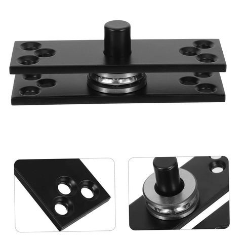Heavy Duty 360 Degree Hidden Door Pivot Hinge For Concealed Cabinets And Bookcases, close-up of stainless steel hardware.