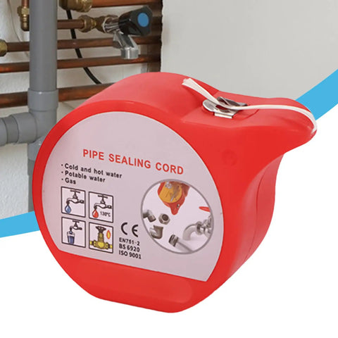 High-Temperature Hose Repair Tape Leak-Proof Rope Water Pipe Sealing Cord with elastic stretch, red dispenser, plumbing in background