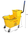 35 Quart Commercial Mop Bucket With Side Press Wringer On Wheels Included Industrial Mop Yellow For Heavy Duty Floor Cleaning And Mopping With Durable 50K Cycles Wringer And Rectangular Design.