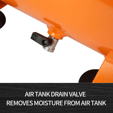 Air tank drain valve for Tough As Nails 3 Gallon Portable Air Compressor, designed to remove moisture efficiently.
