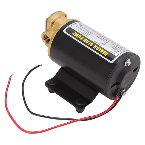 Electric Oil Pump 12 LPM Beefy Brass Gear Motor for Workshop and Auto Repair Transfer Pump 55 PSI for Viscous Liquids Quick Maintenance 24V Industrial Equipment, black brass unit with red and black wires