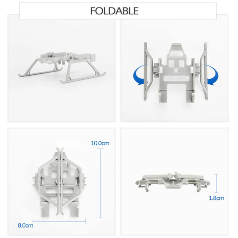 Extended Foldable Landing Gear Kit for Mini 3 and Mini 3 Pro, folded position, dimensions shown, boosts ground clearance by 21mm
