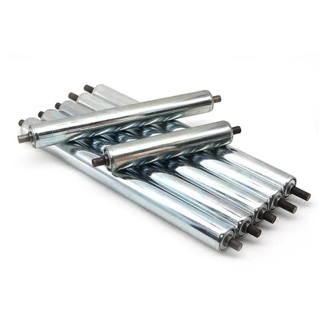 Heavy Duty 1Pc Galvanized Gravity Roller For Industrial Assembly Line Conveyors, showing multiple rollers with a rust-resistant finish.