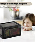 Massive 24 Liter Lockable Storage Box for Meds and Personal Items with child observing, dual locks visible.