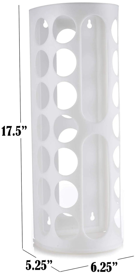 Large Capacity Bag Dispenser Organizer For Groceries And Laundry Bags, vertical white plastic with multiple access holes