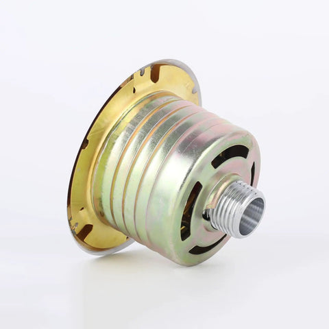 Snag This Clean Concealed Pendent Fire Sprinkler Head DN15 With Matching Cover Plate For That Sleek Ceiling Setup Featuring A Rock Solid 68C 155F Heat Sensing Glass Bulb To Activate Automatic Spray When You Need It Most One Pack Of Badass Safety Gear - close-up of sprinkler head with a shiny metallic finish and threaded port.