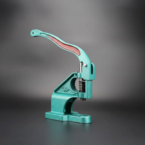 Heavy Duty Cast Iron Manual Press Machine Featuring Smooth Spring Return Arbor Press for DIY projects in teal color.