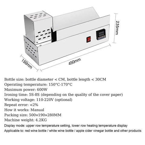 GFJYKDL Capsule Heat Shrink Machine For Bottle Sealing, stainless steel, 80 mm size, with digital thermostat visible in design.