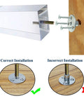 Installation guide for Clear Acrylic Furniture Legs 6 Inch Set of 4 Modern Pyramid Style showing correct and incorrect assembly.