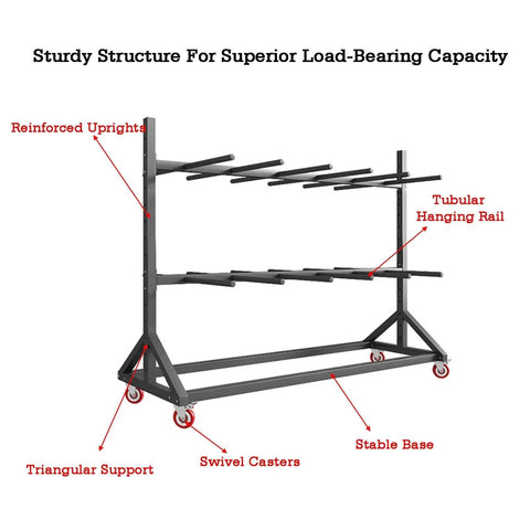 Rock Solid Wire Harness Hanging Rack With Adjustable Cable Roll Storage And Portable Shop Organizer featuring sturdy tubular design and stable base.