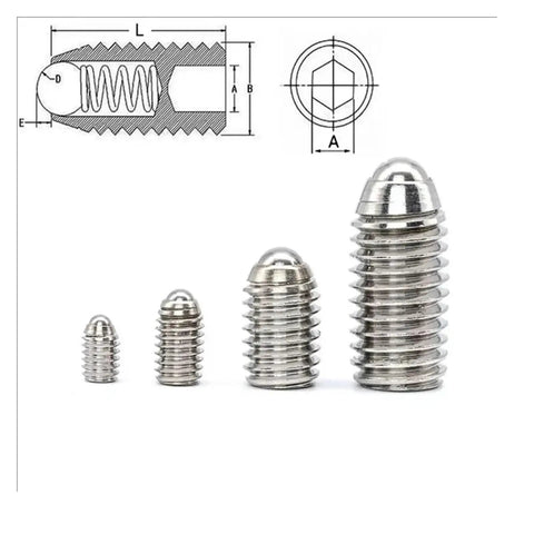 Heavy Duty Spring Plunger With Slick Hex Ball And Sure Grip M6 Set Screw Bolt Precision Indexing Clamping Kits For Daily Shop Grind with assorted sizes of steel locking pins.
