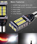 912 921 LED Bulbs For Back Up Lights 6000K Xenon White CAN BUS 4014 30 SMD 5.5W 12V 24V details with light beam examples