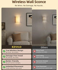 Battery Operated Wall Sconce Set Of Two With Remote And Usb C Rechargeable Power No Drill Setup That Is Totally Renter Friendly And Delivers Smooth Ambiance Vibes Without Having To Pay Cash For An Electrician showing wireless design and installation benefits.